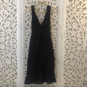Drop neck black crochet detail peasant dress